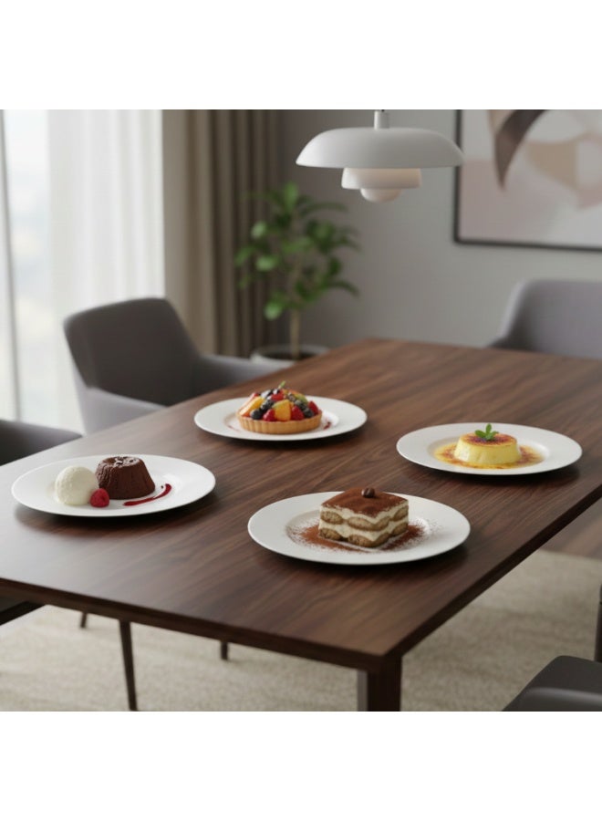 Luminarc 4Pcs White Ceramic Dessert Plate 19cm Elegant Round Plates for Cakes, Snacks & Desserts Microwave & Dishwasher Safe Tableware - Image 5